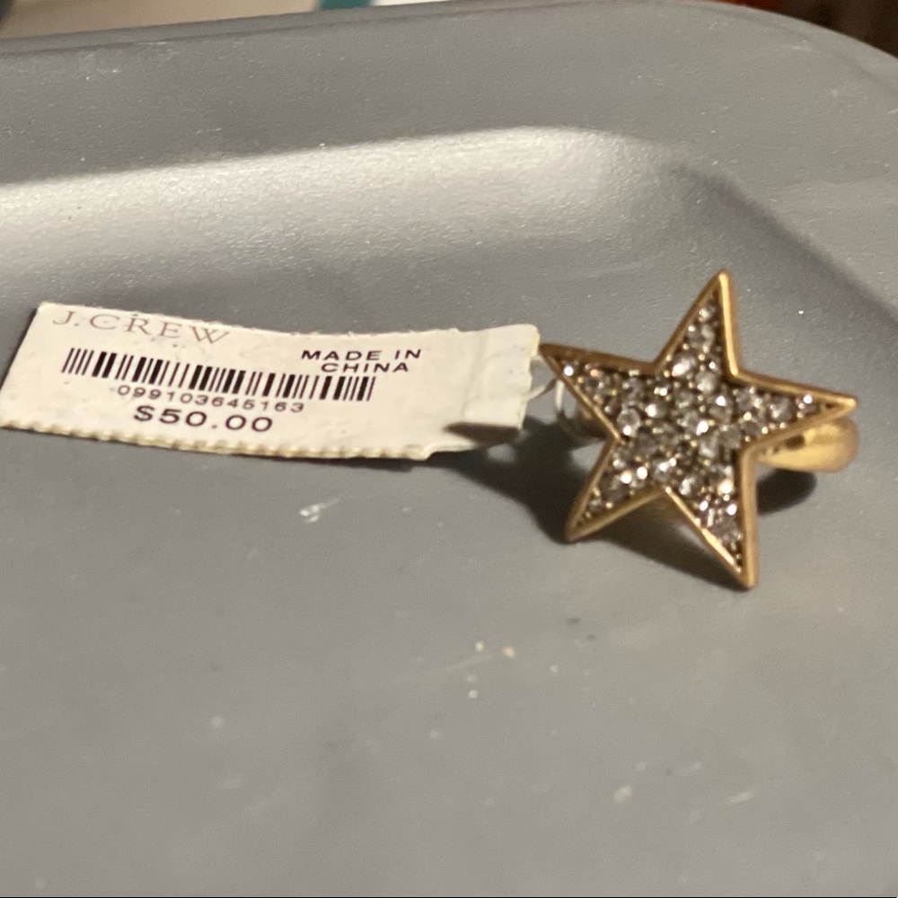 J. Crew Gold Pave Star Ring 6